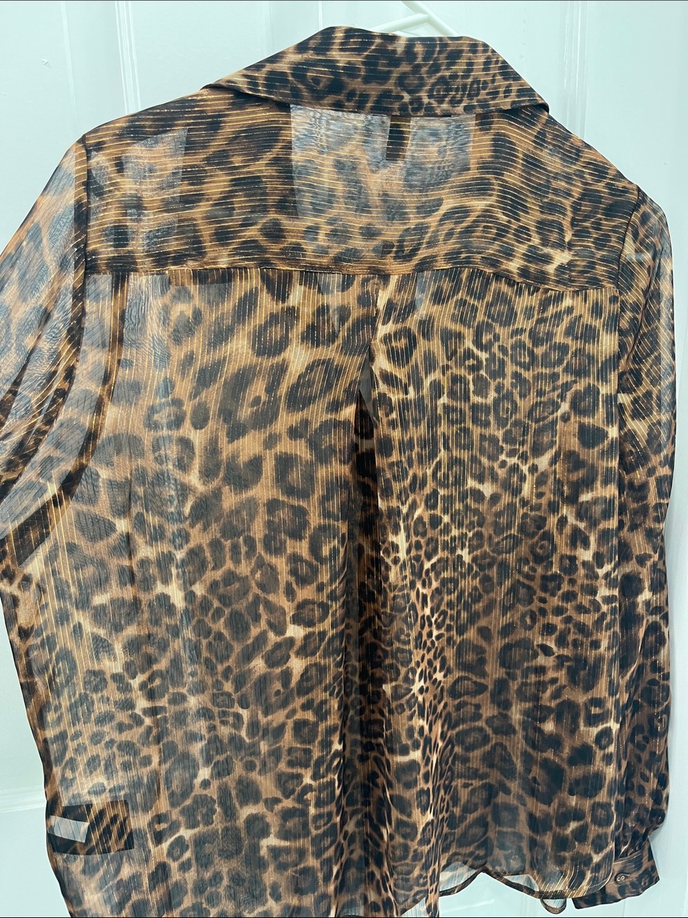 brand New with tags- White House Black Market Sheer Leopard-Print Blouse - Picture 4 of 4